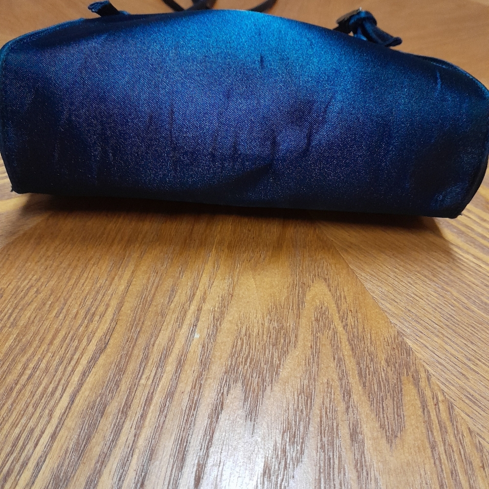 Elegant Dark Blue Satin Crossbody Bag  Size:OS  Kf Ltd - Picture 5 of 8